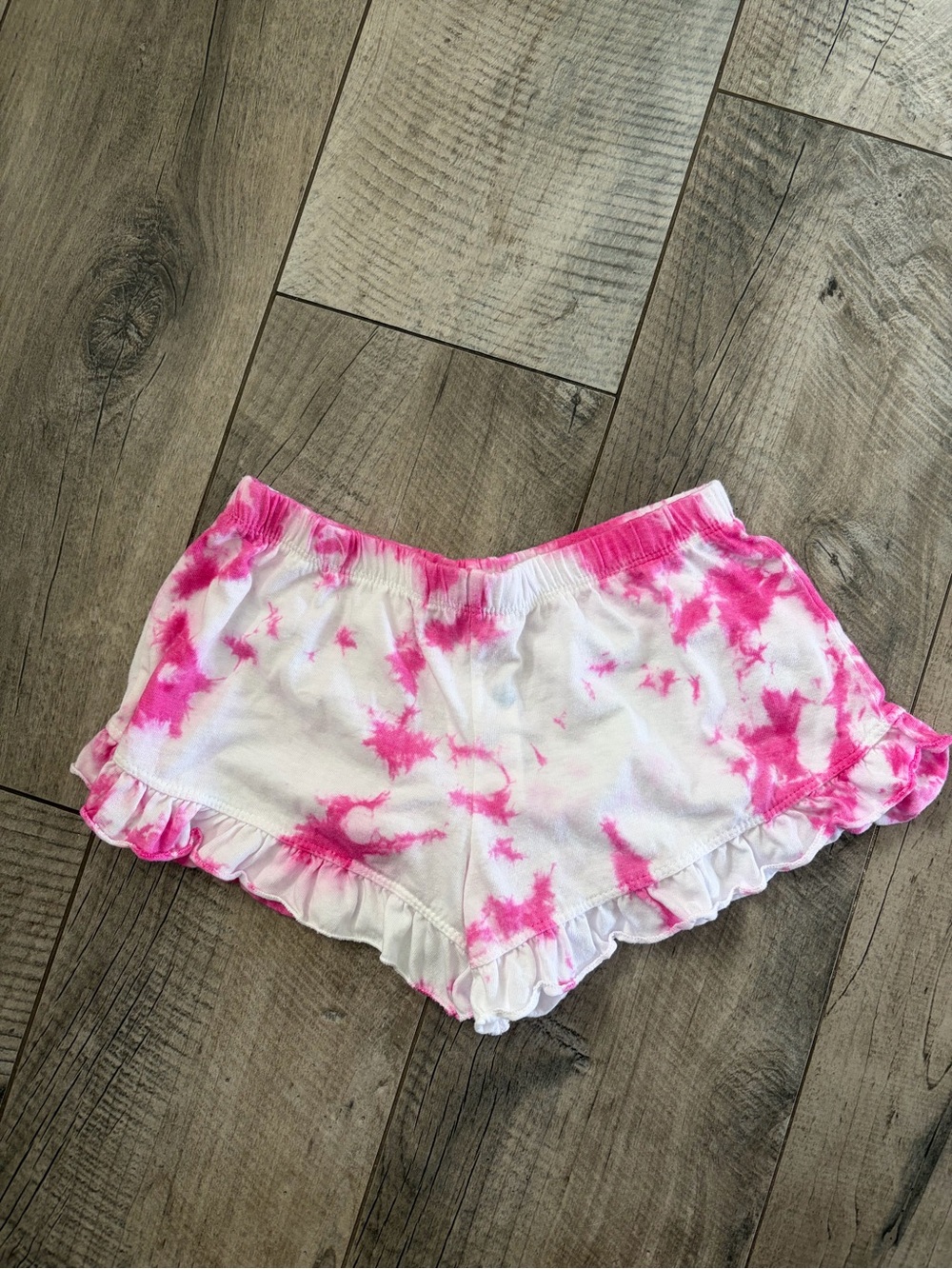 Lucy White and Pink Tie-Dye Ruffle Shorts